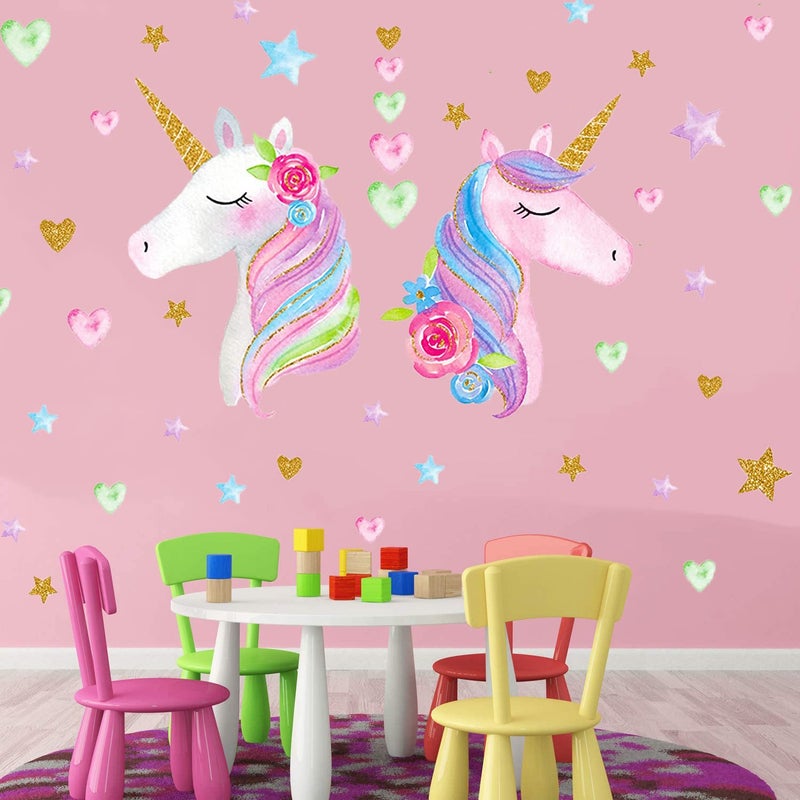 KeLay Fs Unicorn Wall Decal,Large Size Unicorn Wall Sticker Decor for Gilrs Kids Bedroom Birthday Party - Image 5